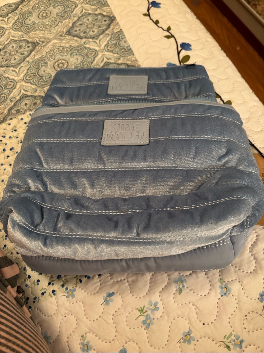 Steve Madden Light Blue Quilted large and Mini Pouch